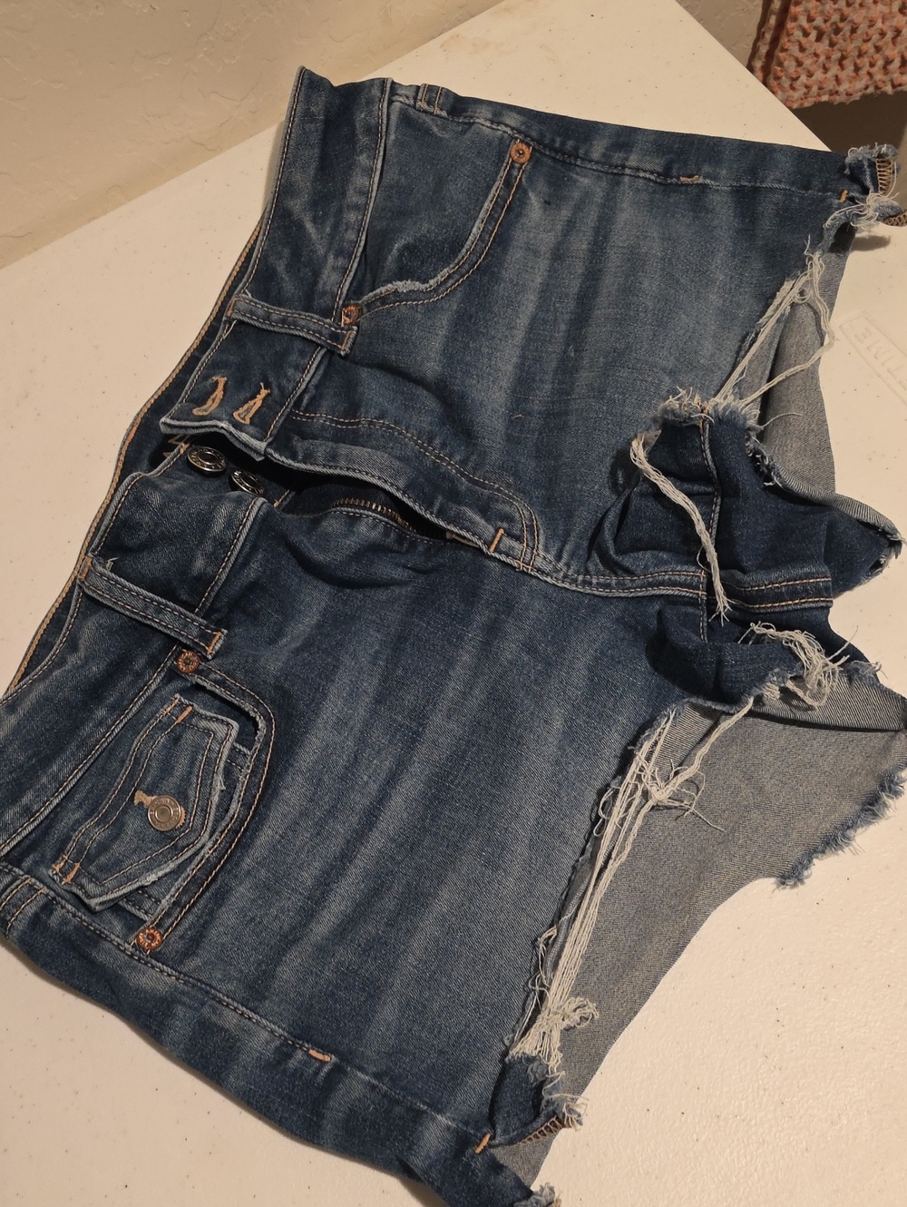 American Eagle Outfitters Distressed Dark Blue Denim Jean Shorts